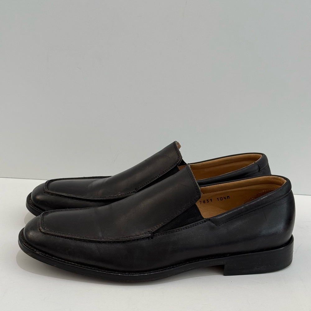 Barneys New York Black Leather Slip-On Loafers
